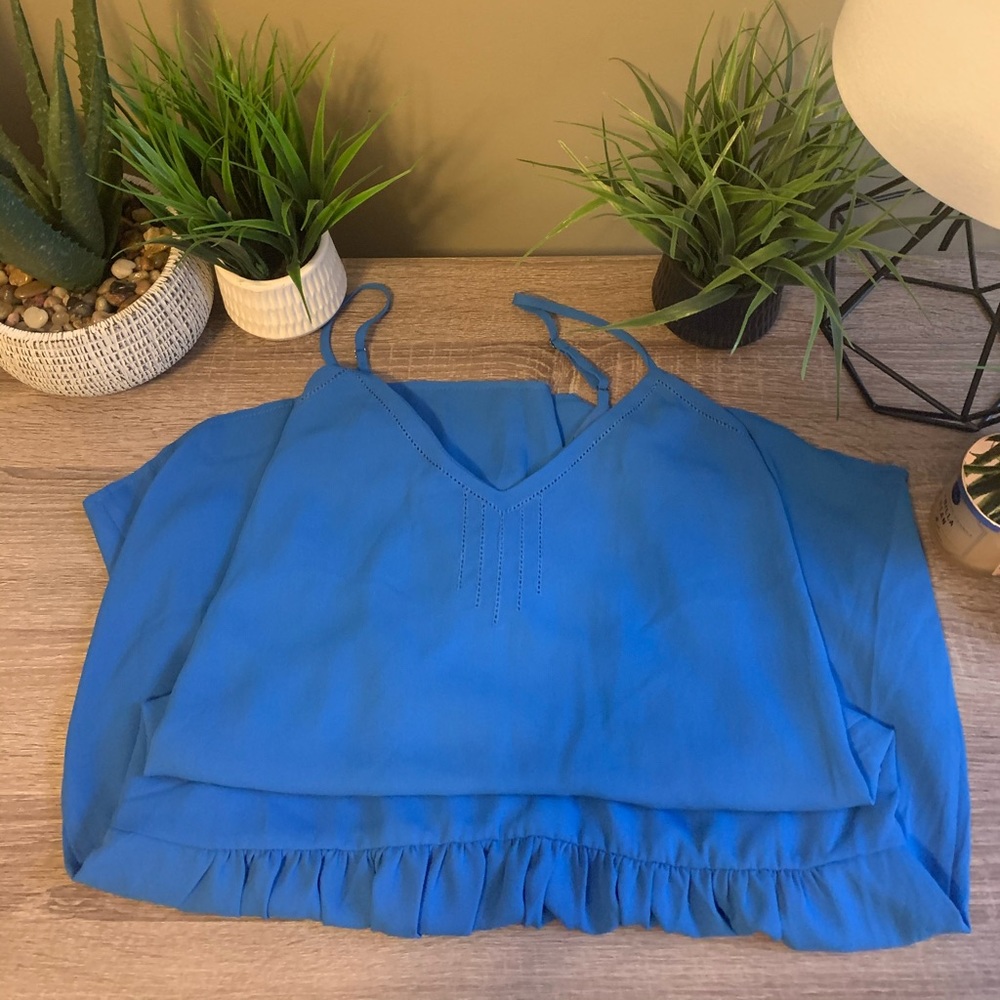 Blue Ruffle Hem Dress